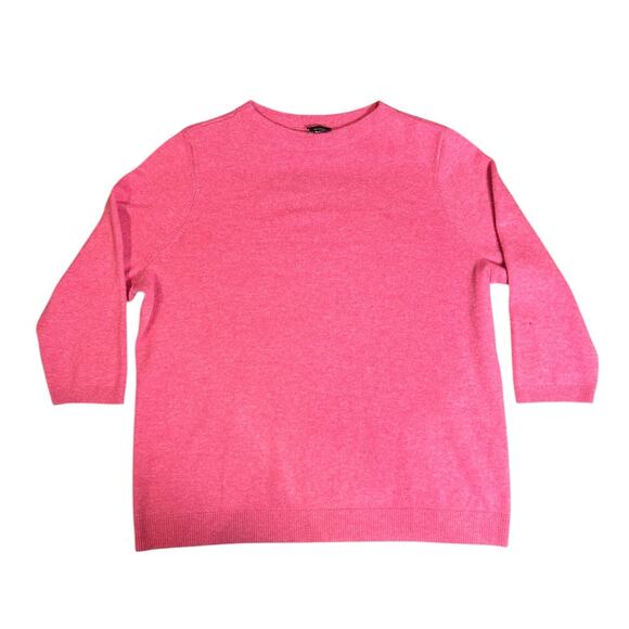 TALBOTS Pink Pure Cashmere 3/4 Sleeve Crew Neck Pullover Sweater Women's Size 1X - Picture 1 of 6